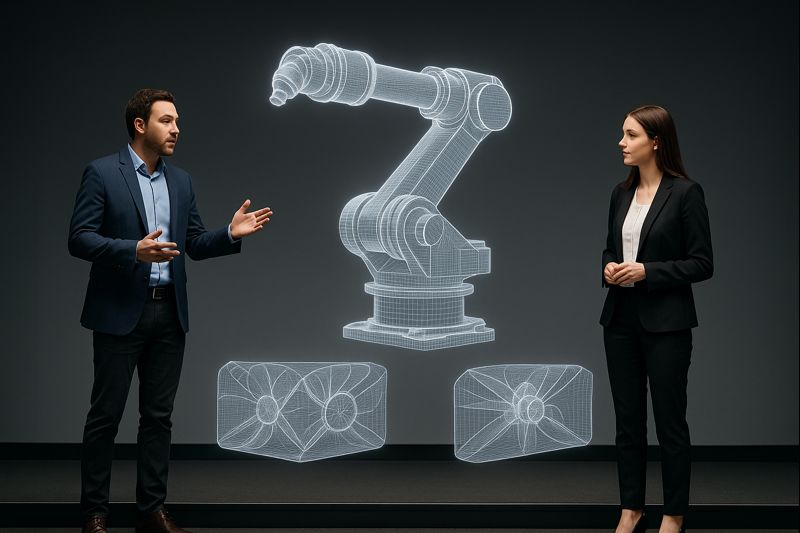 Industrial hologram showing machinery or process