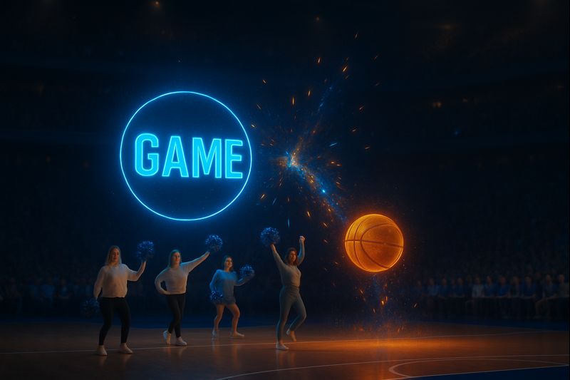 Sports arena with holographic visual effects